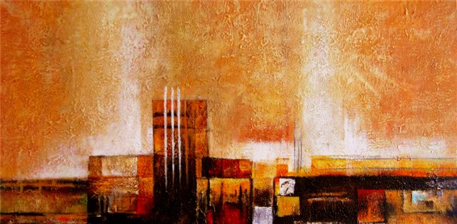 Abstract schilderi van oranje panden