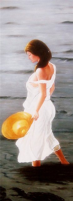 SChilderij van een vrouw op een zomerse dag