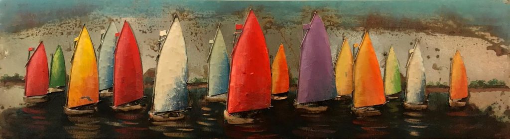 allemaal zeilboten metalen schilderij 814 50x180 cm