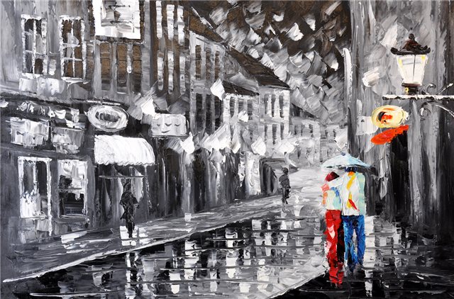 Schilderij Regenachtige avond