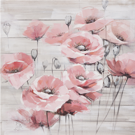 Schilderij van roze klaprozen