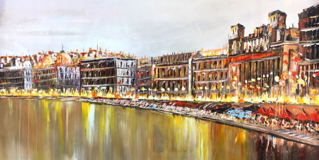 schilderij drukke boulavard