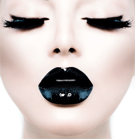 Girl black lips closed eyes