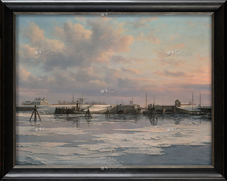 Sluis van Zoutkamp vanaf zee gezien