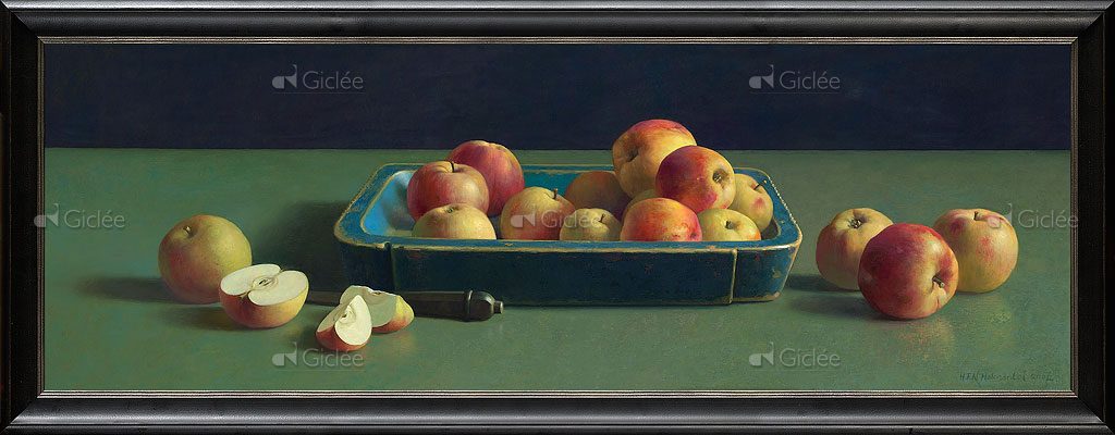 Blauwe bak met appels