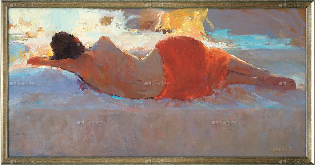 Liggend model in rood