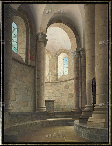 Kooromgang van de kerk in Conques, F