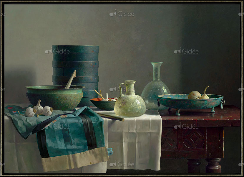 Romeins glas en Chinese rok op Spaanse tafel