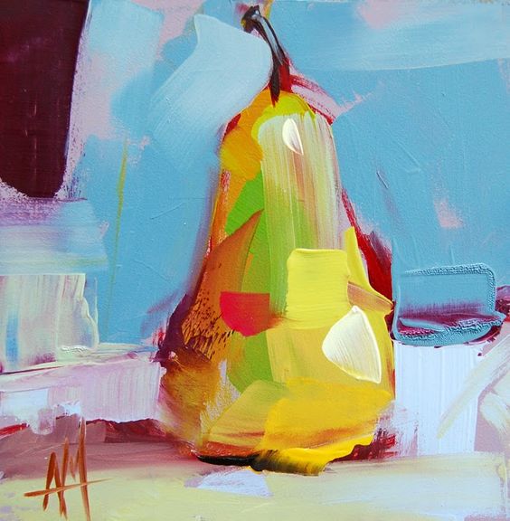 Vrolijk peertje schilderij keuken