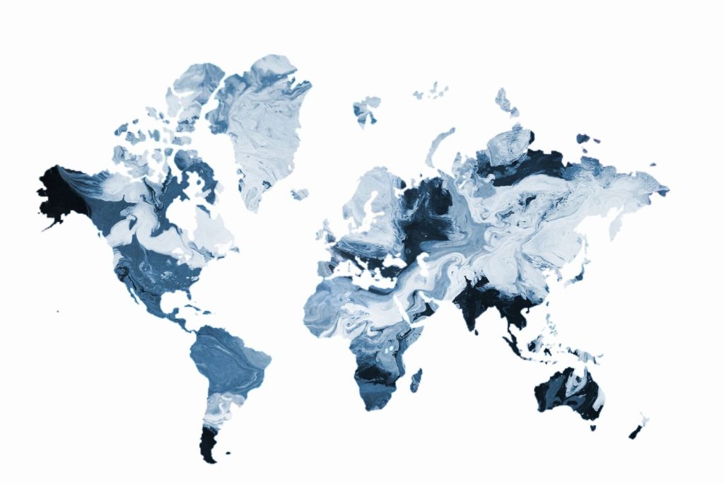 EA- 45FB wereld kaart blauw marmer