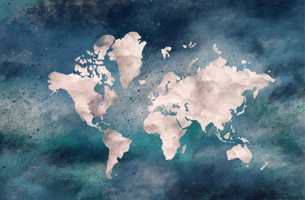 Wereldkaart sea schilderij