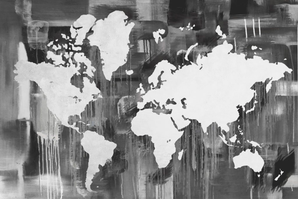 Wereldkaart contrast schilderij