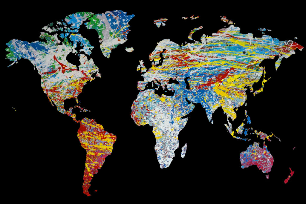 Wereldkaart pollock schilderij