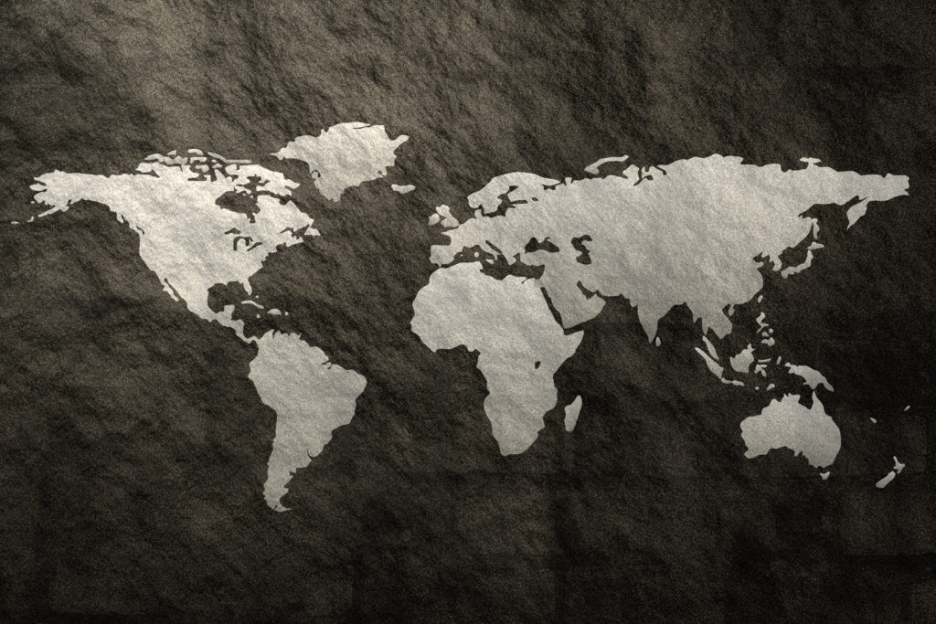 Wereldkaart zwart schilderij