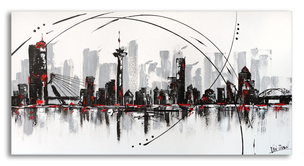 140x70 Rotterdam schilderij skyline- AF-02