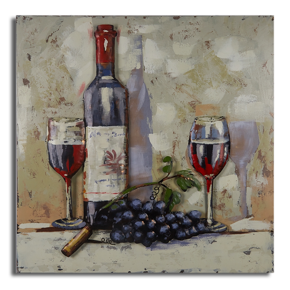 1739 metalen schilderij wijntje erbij 617