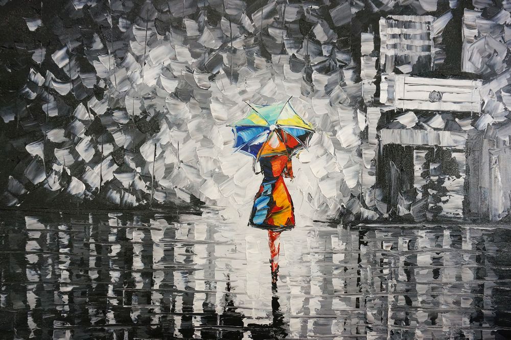 36K50-1 samen met u onder een paraplu schilderij palet