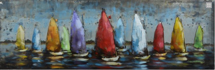 Metalen schilderij Kleurrijk zeilen