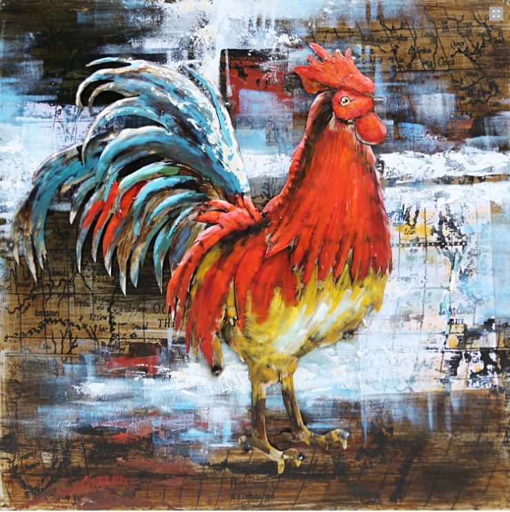 Metalen Schilderij De sterke Haan