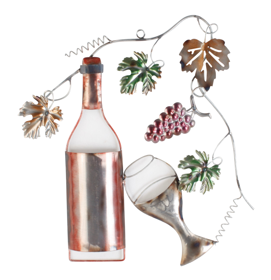 Metalen wanddecoratie Glass of Wine