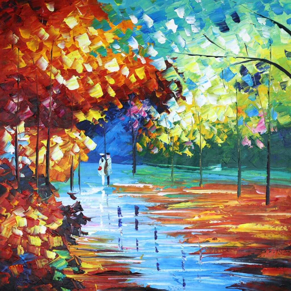 boswandeling vierkant schilderij