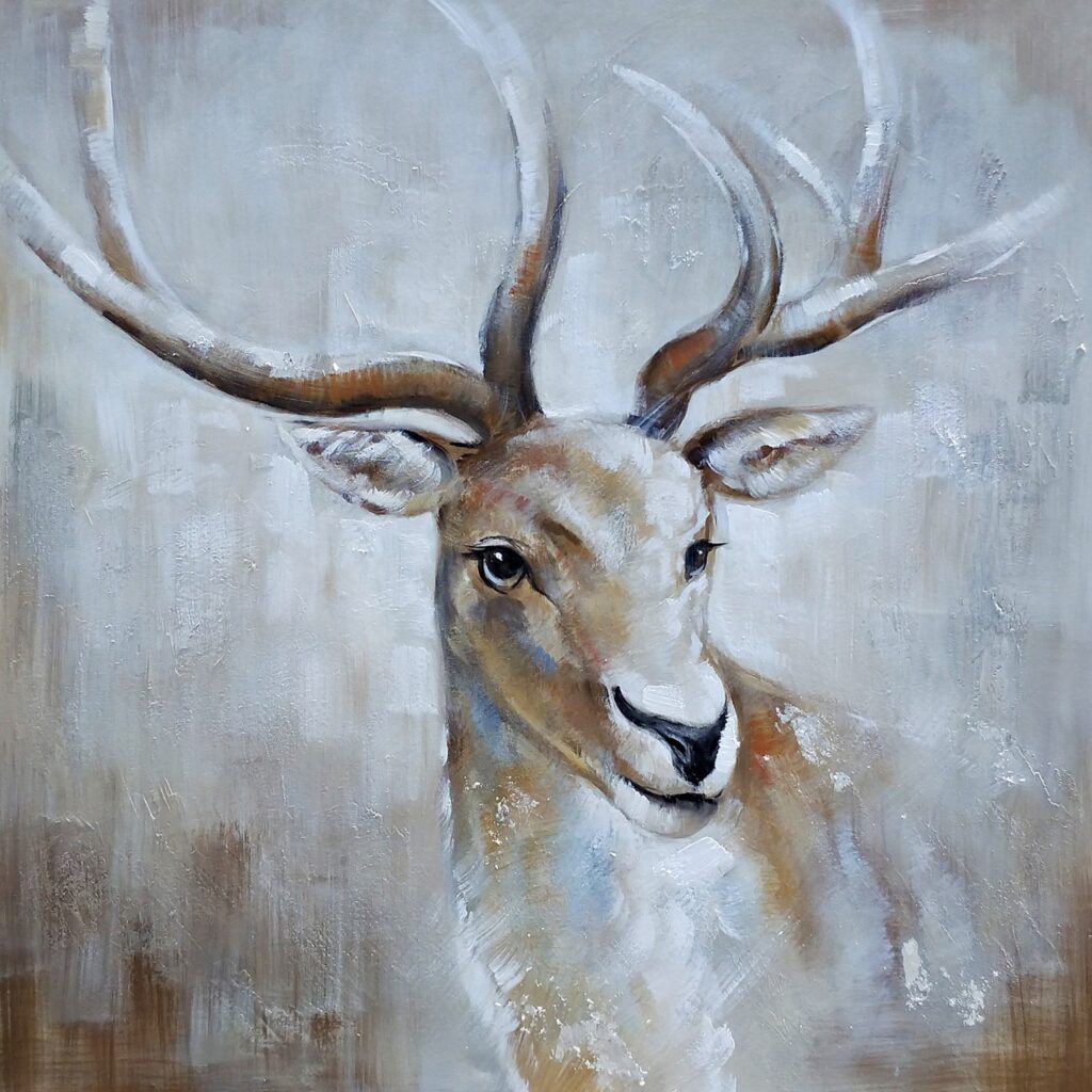 Schilderij Gazing Deer Hert Gewei GS-P0127