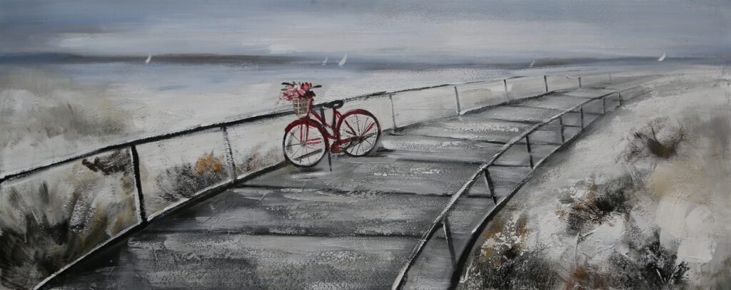 Schilderij Bike Ride with Flowers Fietsen Brug GS-F5288