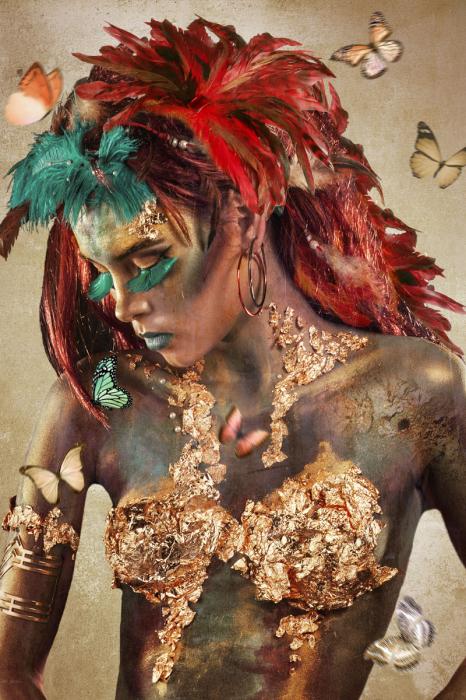 glasschilderij feather girl GLAS080120-488