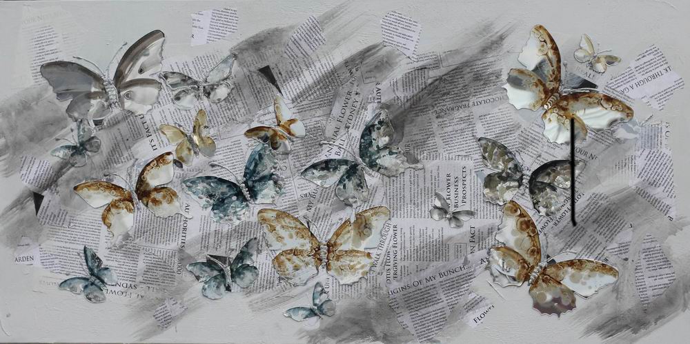 Schilderij Articles and Butterflies Tekst Vlinders GS-Y2305