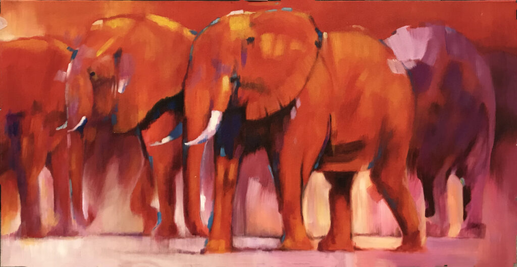 Schilderij Kudde Olifanten Zoogdieren Familie EA- MAS-161