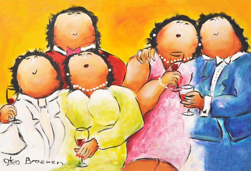 Beschonken Dikke Dames schilderij Theo Broeren F990