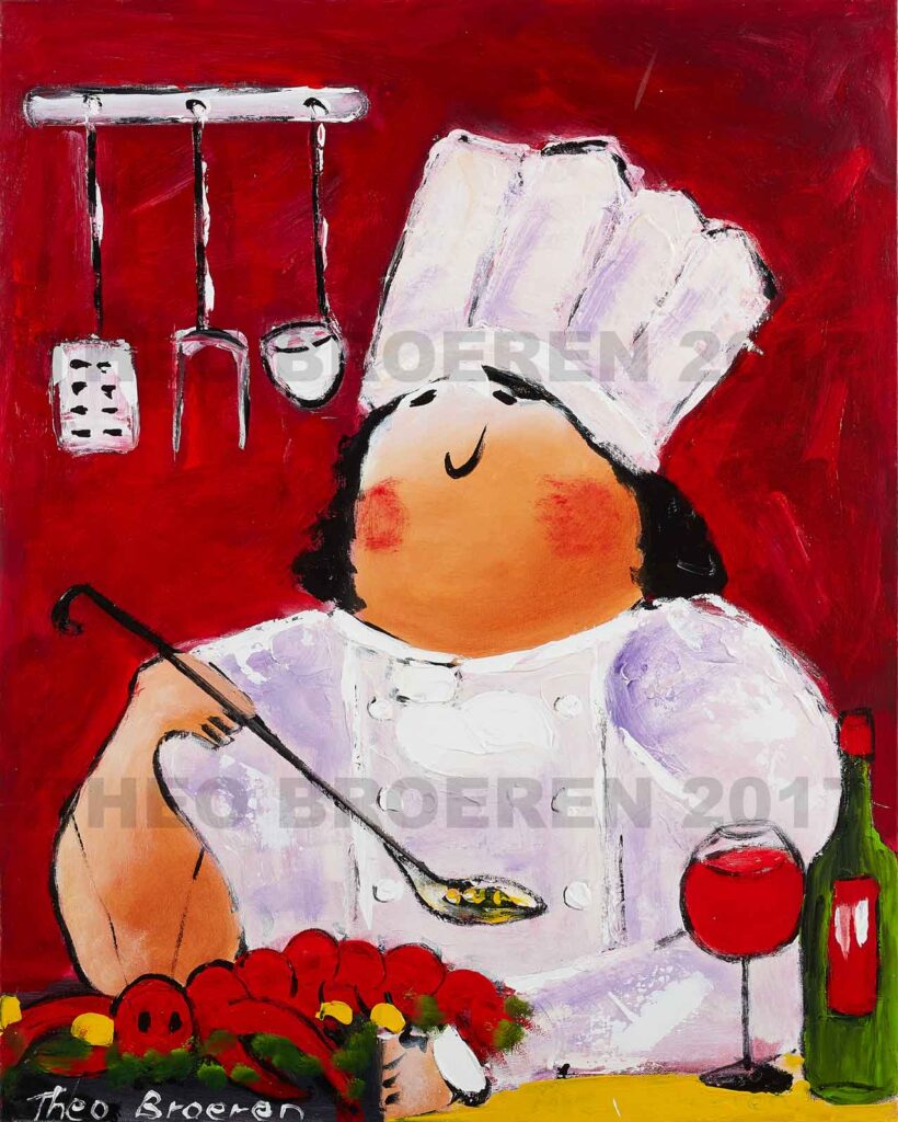 Chefkok Dikke Dames schilderij Theo Broeren