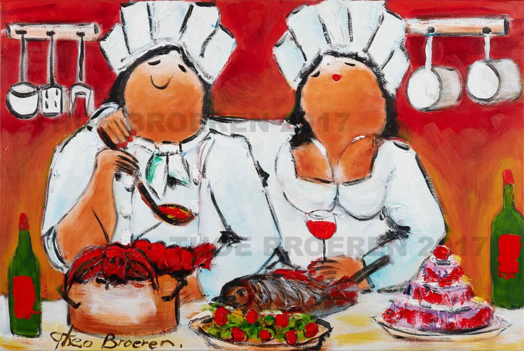 Kokkerellen 2 Dikke Dames schilderij Theo Broeren