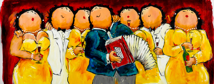 Muziek Feestje Dikke Dames schilderij Theo Broeren