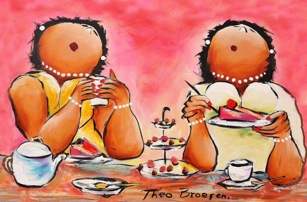 Patisserie Dikke Dames schilderij Theo Broeren F997
