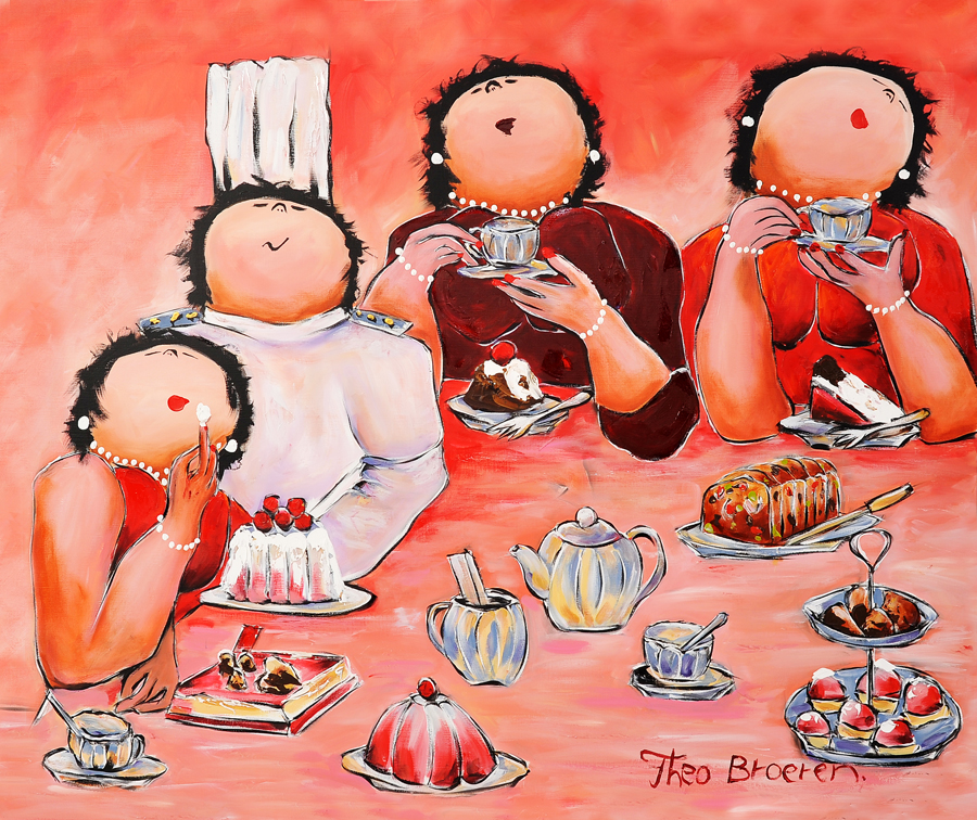 Toetjesparadijs Dikke Dames schilderij Theo Broeren F4622