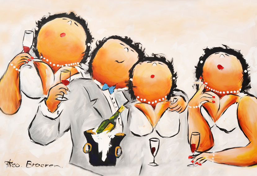 Trouwerij Dikke Dames schilderij Theo Broeren