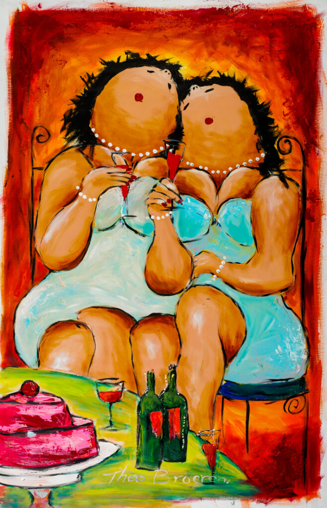 Wijntje Erbij Dikke Dames schilderij Theo Broeren