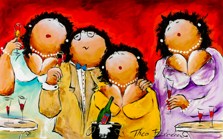 Op Ons Jubilieum Dikke Dames schilderij Theo Broeren