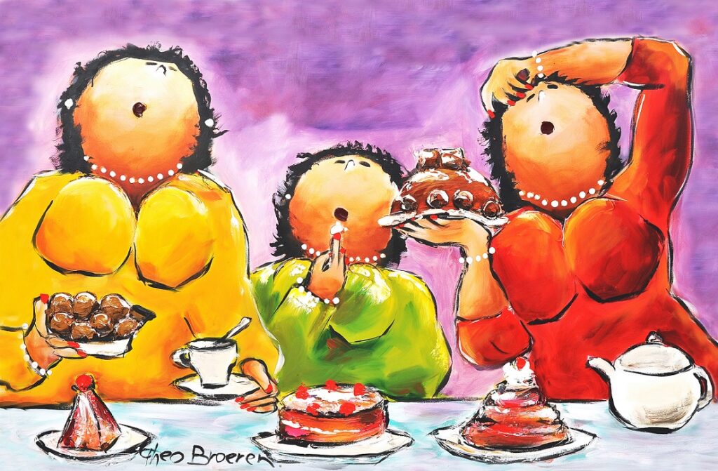 Zoetigheden Dikke Dames schilderij Theo Broeren