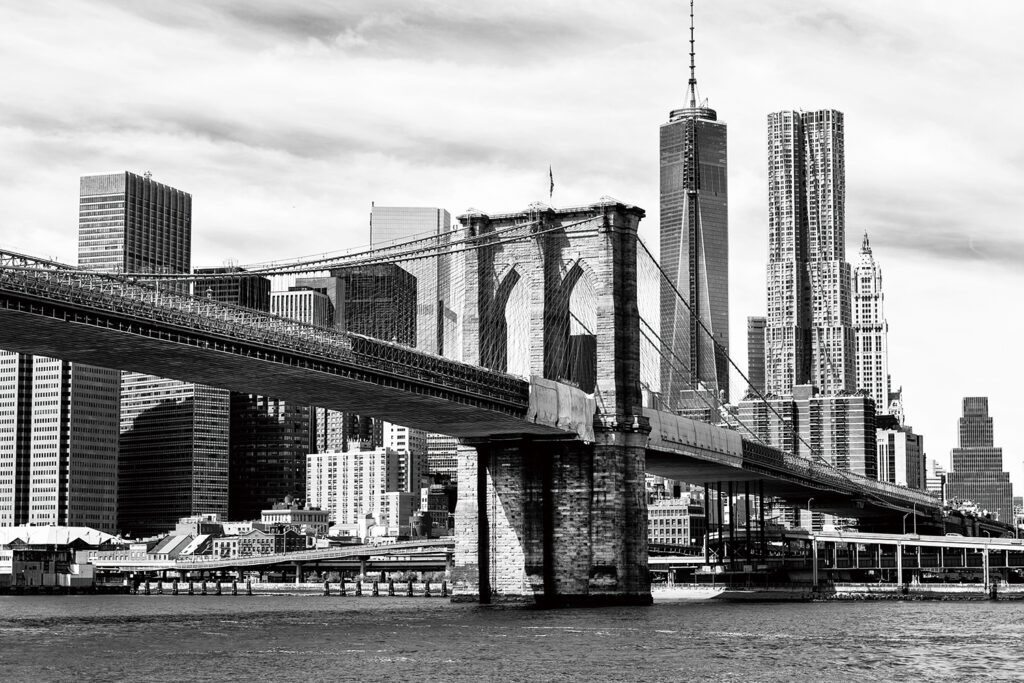 Glasschilderij Beautiful Brooklyn Bridge Amerika Brug Wolkenkrabber GS-S390