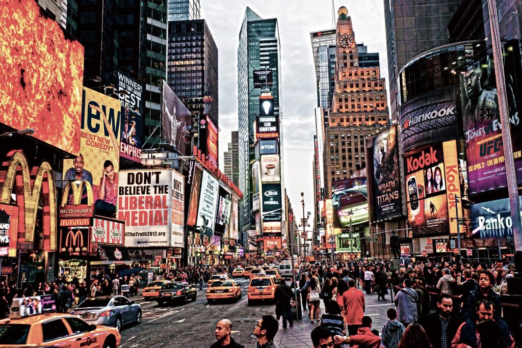 Glasschilderij Welcome to Times Square New York Amerika Taxi GS-S168