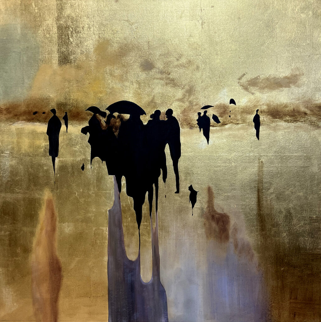 schilderij golden daro goud met zwarte figuren